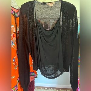 Blank sheer tank top with light long sleeve top